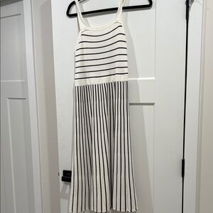 Banana Republic Cream and Black Striped Midi Dress
